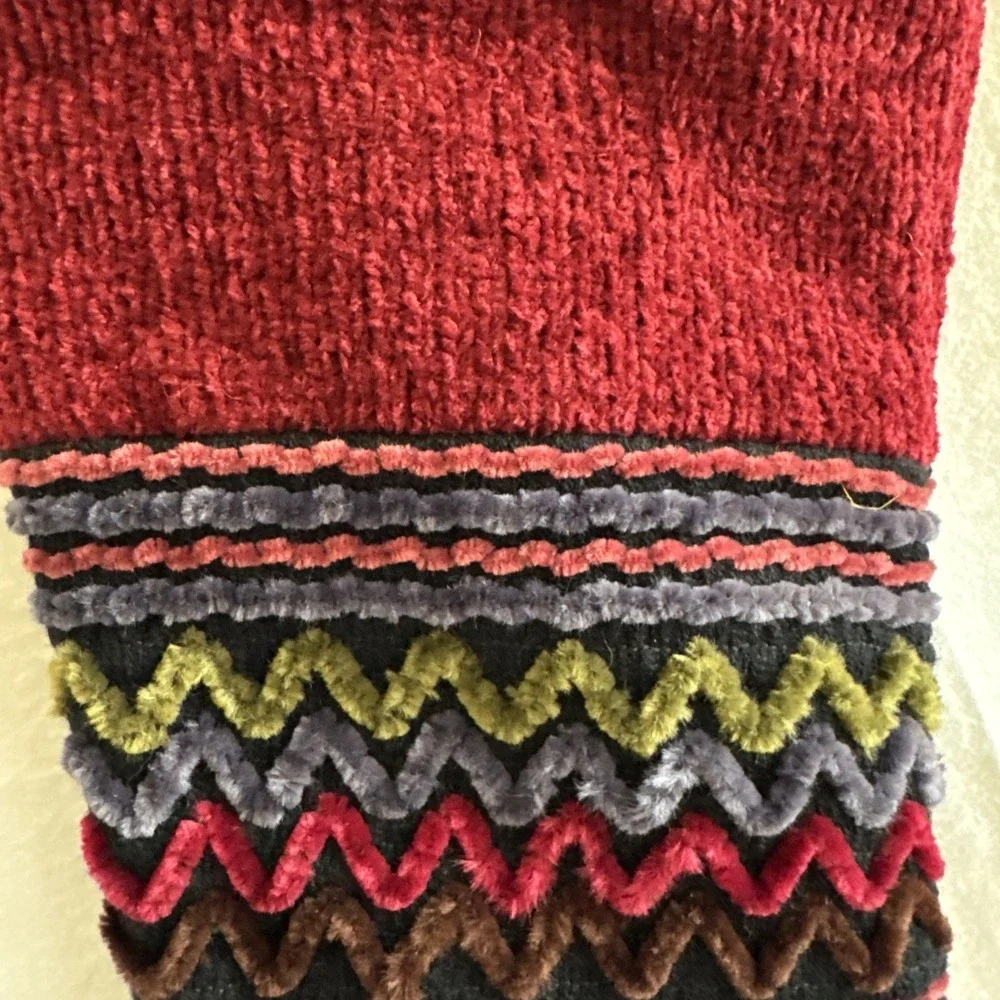 Vtg Dan Dee Collectible Chenille Red Plush‎ Striped Christmas Stocking 18